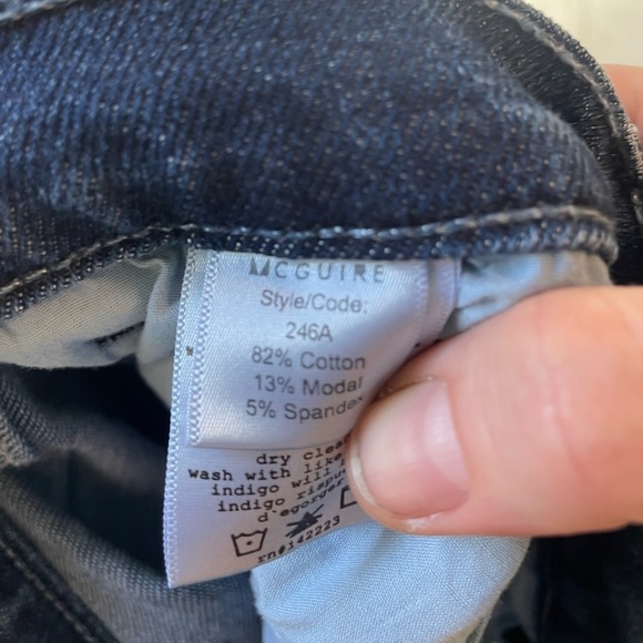 McGuire, waist 26, style code 246A, dark wash straight or bootcut leg denim jean - Picture 6 of 6